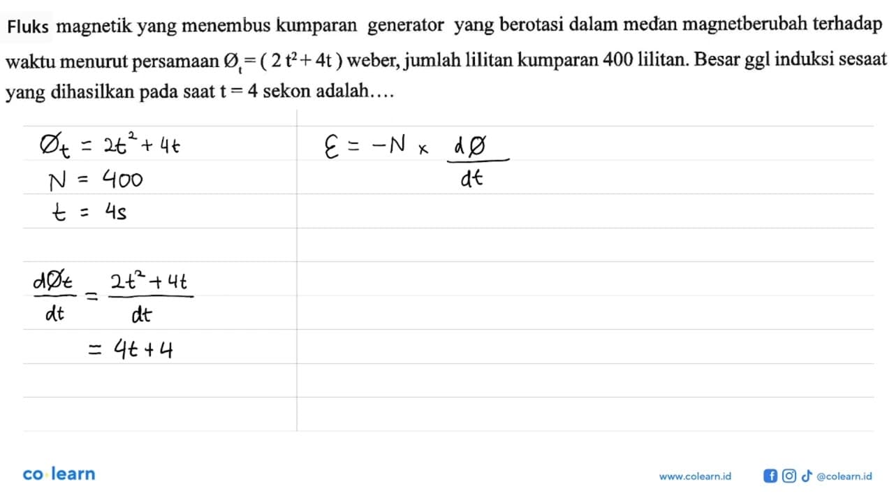 Fluks magnetik yang menembus kumparan generator yang