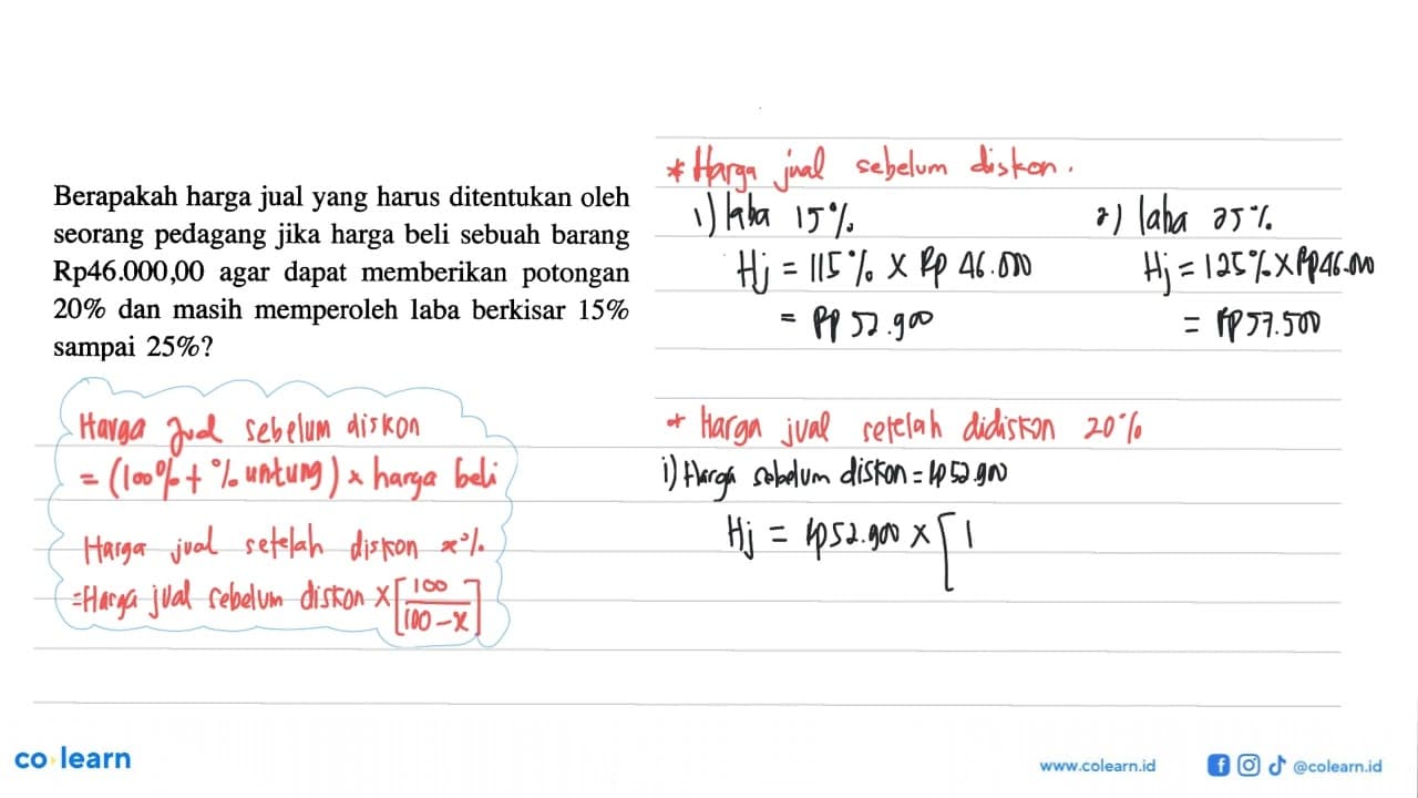 Berapakah harga jual yang harus ditentukan oleh seorang