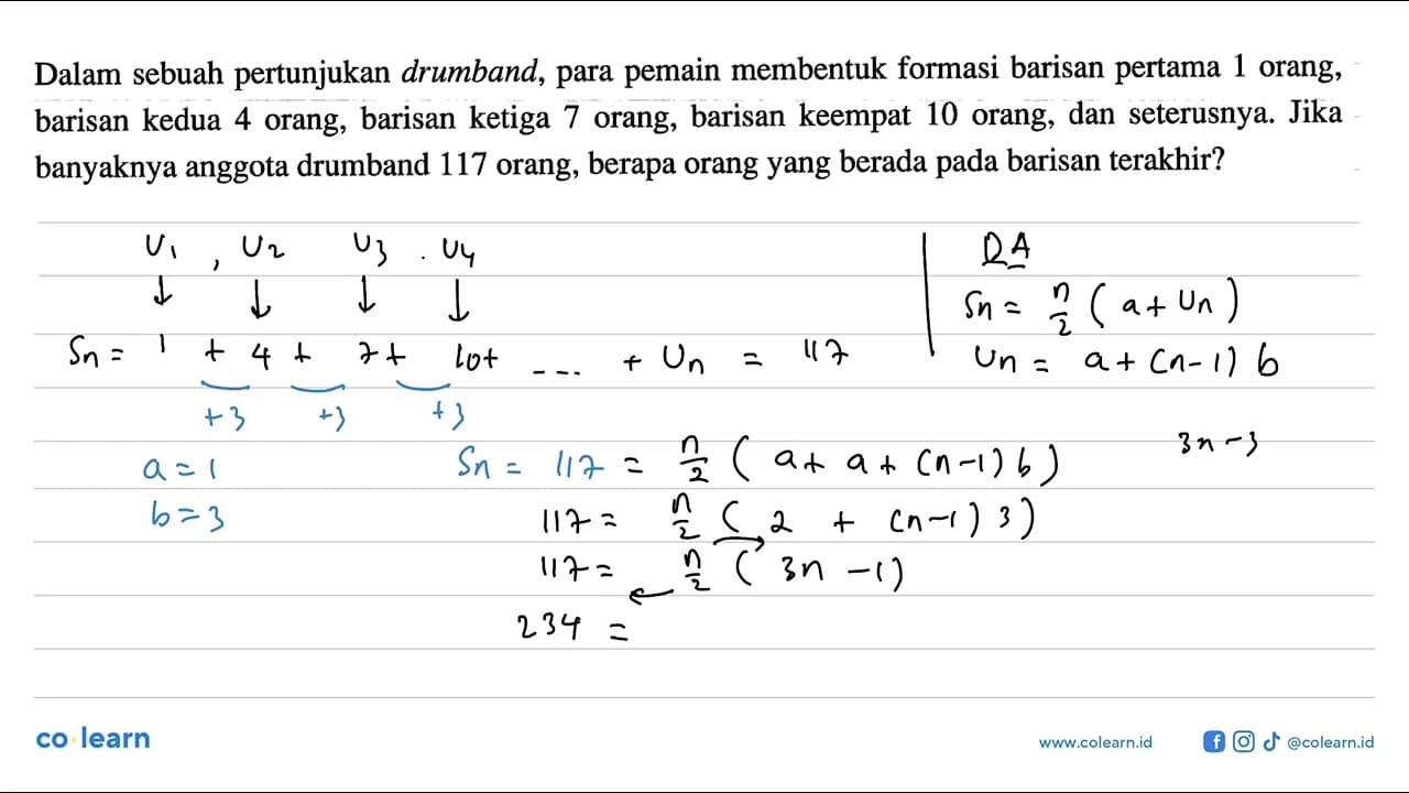 Dalam sebuah pertunjukan drumband, para pemain membentuk