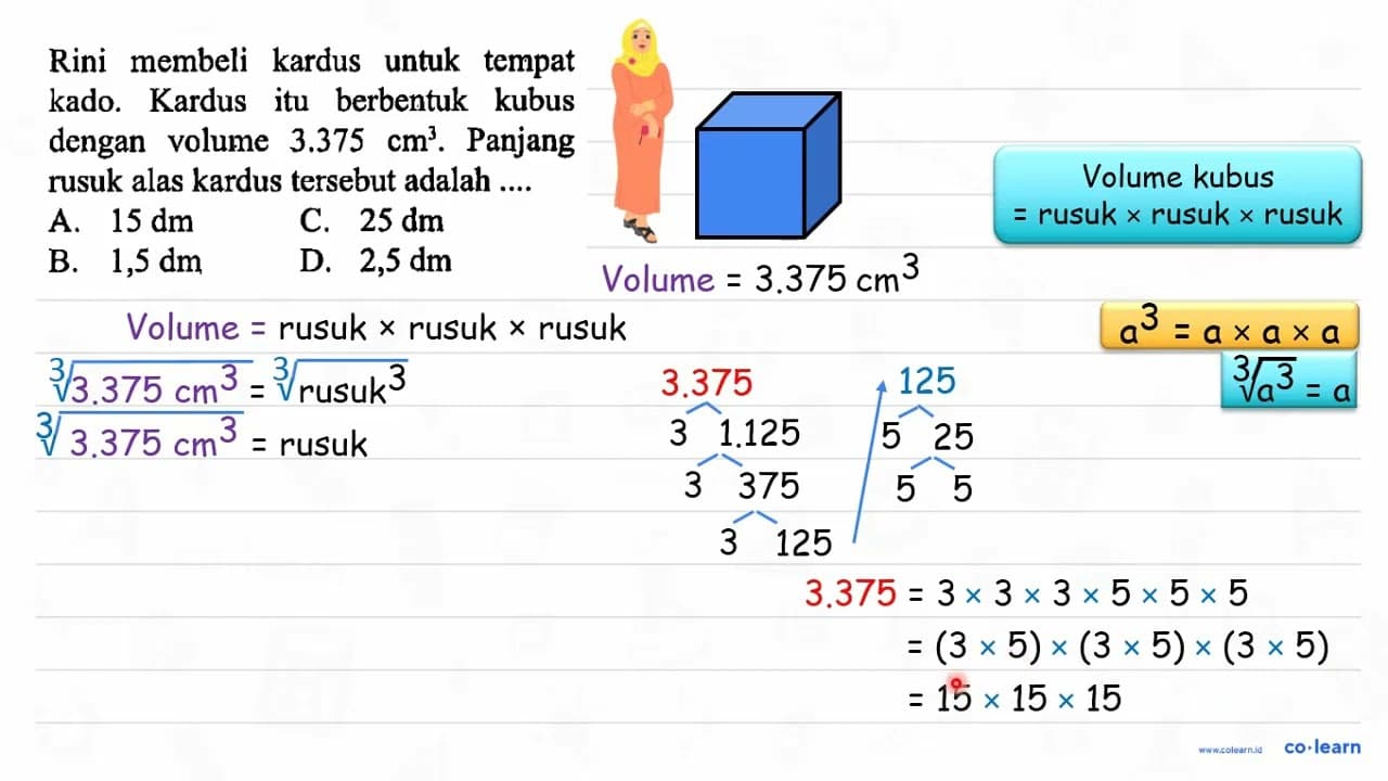 Rini membeli kardus untuk tempat kado. Kardus itu berbentuk