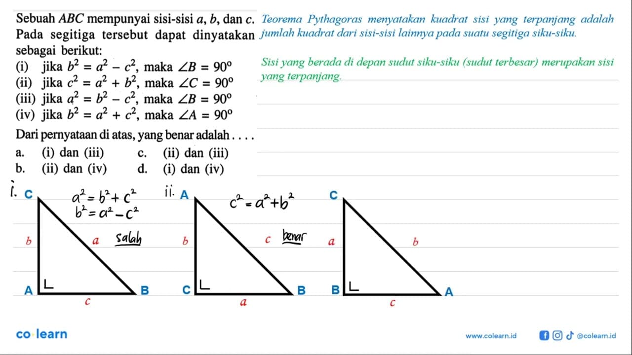 Sebuah ABC mempunyai sisi-sisi a, b, dan c. Pada segitiga