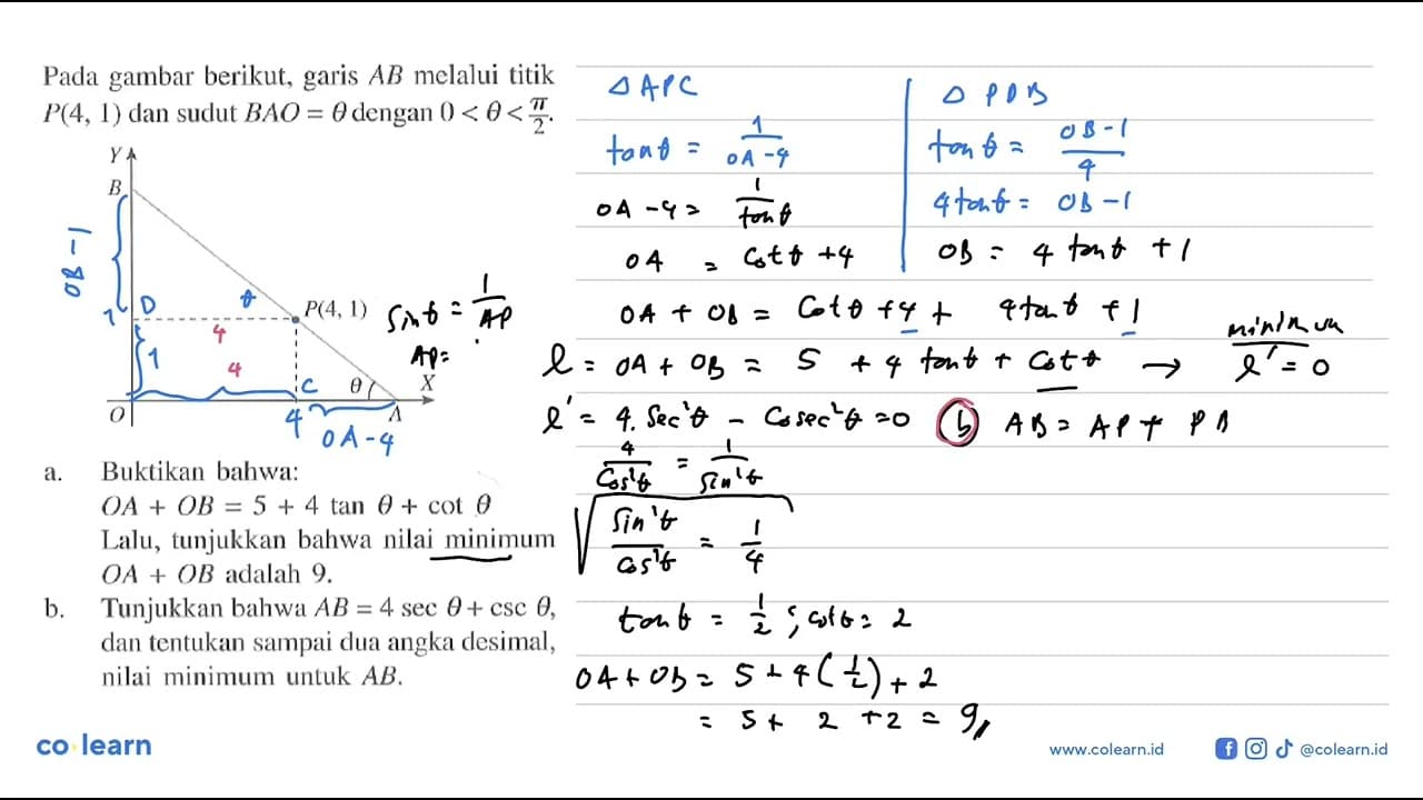Pada gambar berikut, garis AB melalui titik P(4,1) dan