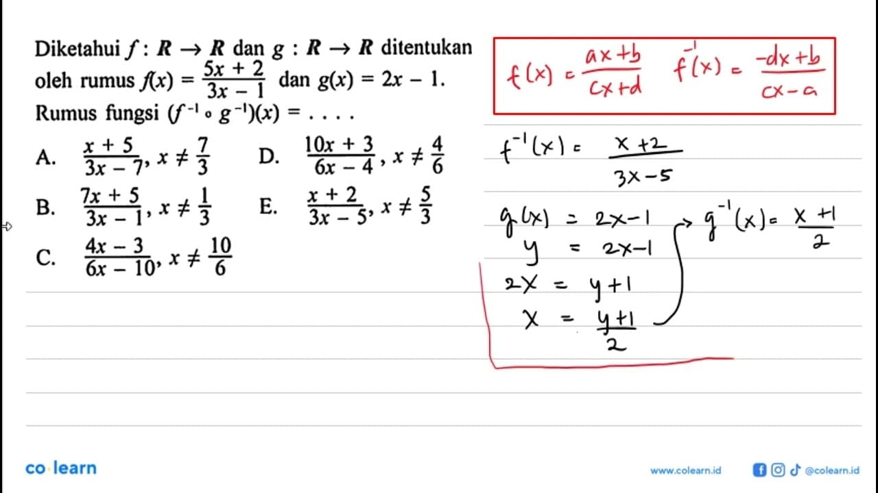 Diketahui f: R --> R dan g: R --> R ditentukan oleh rumus