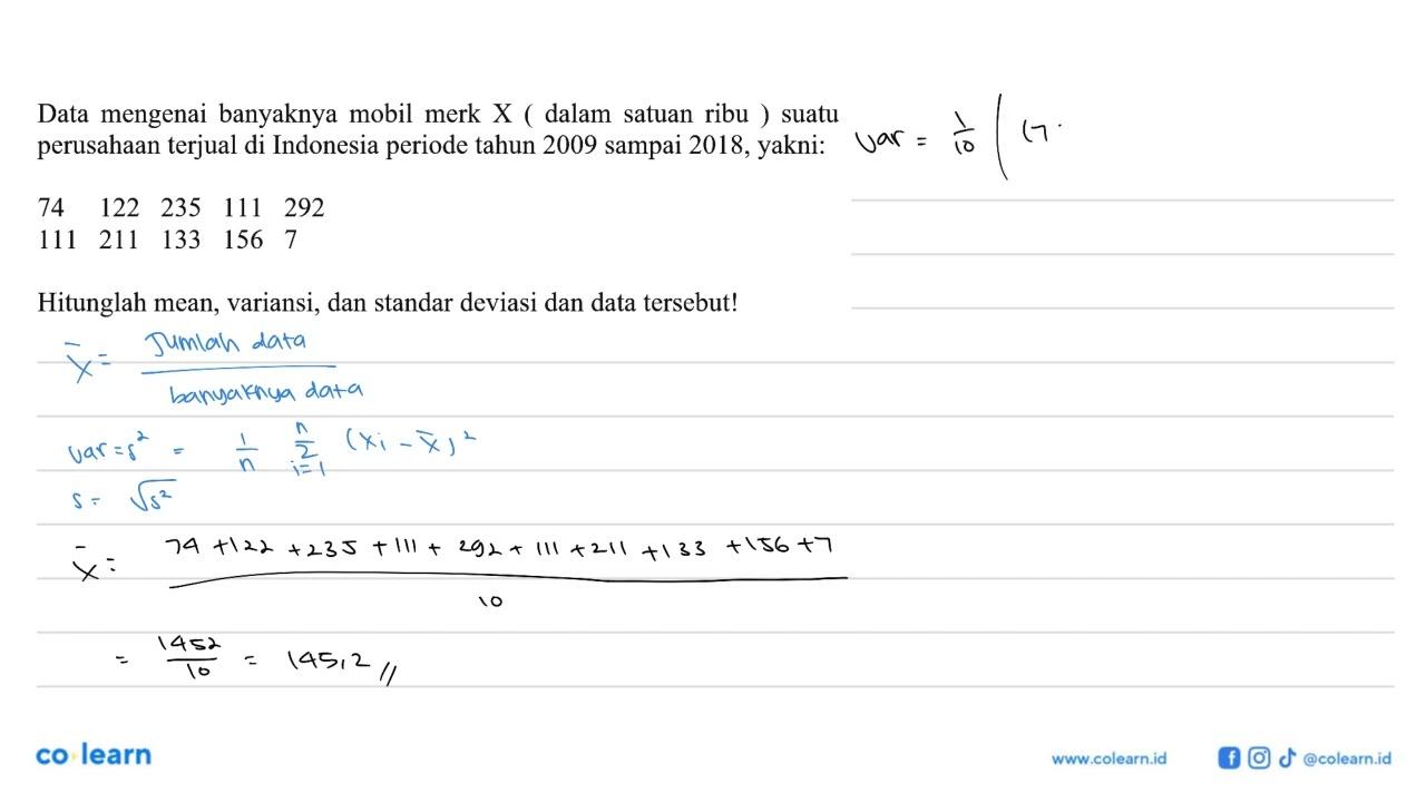 Data mengenai banyaknya mobil merk X (dalam satuan ribu)