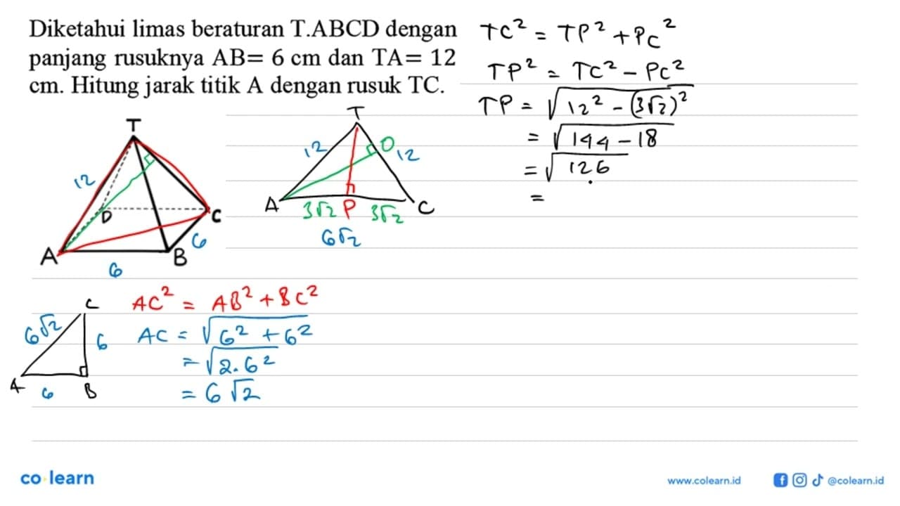 Diketahui limas beraturan T.ABCD dengan panjang rusuknya