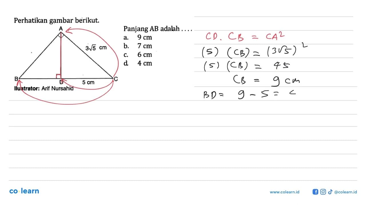 perhatikan gạmbar berikut.Panjang AB adalah ....a. 9 cm b.