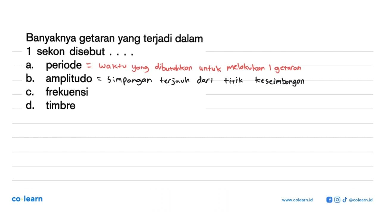 Banyaknya getaran yang terjadi dalam 1 sekon disebut ....a.