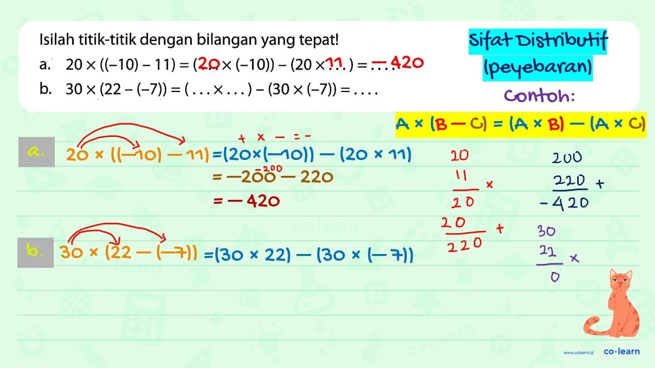 Isilah titik-titik dengan bilangan yang tepat! a. 20 x