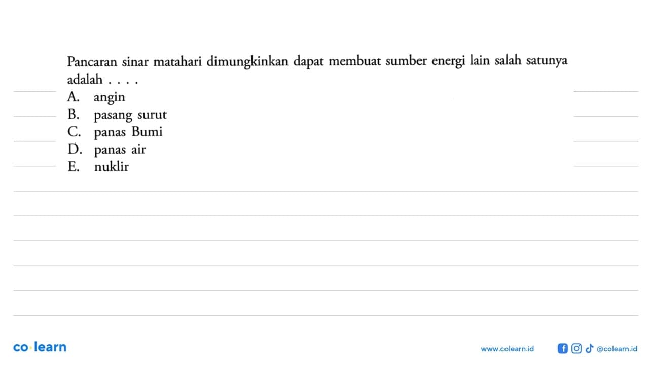 Pancaran sinar matahari dimungkinkan dapat membuat sumber