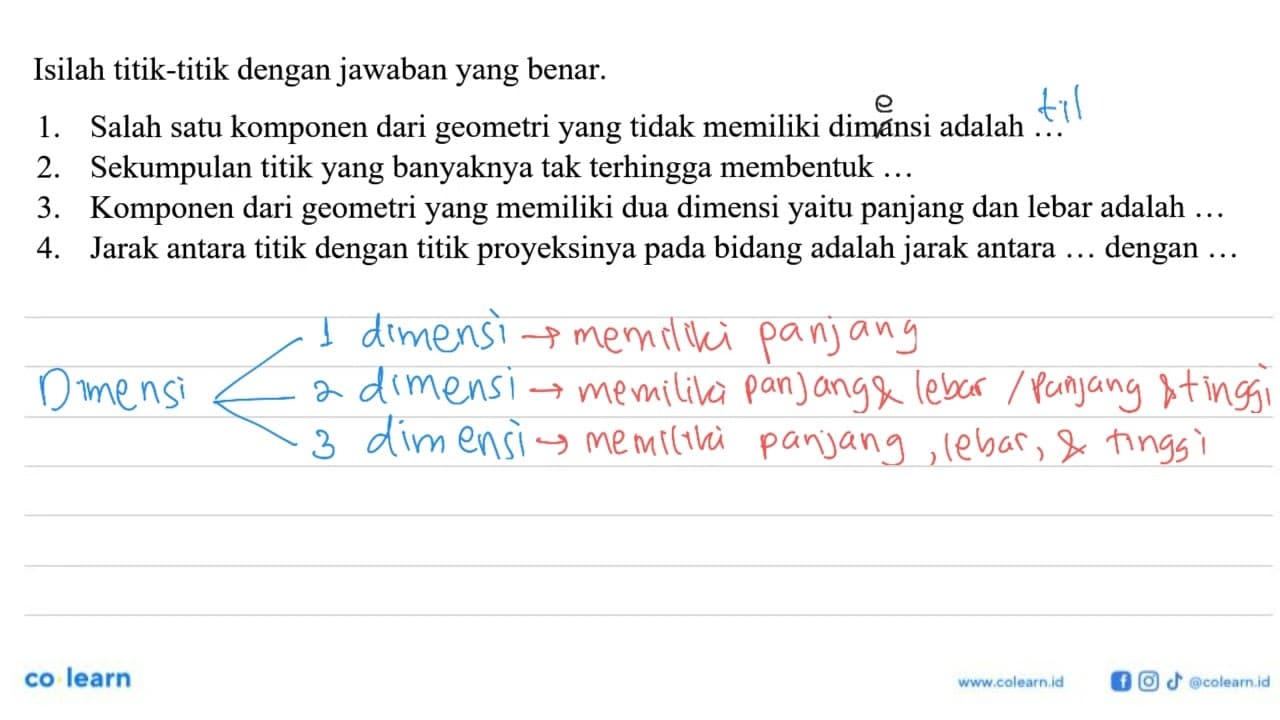 Isilah titik-titik dengan jawaban yang benar. 1. Salah satu