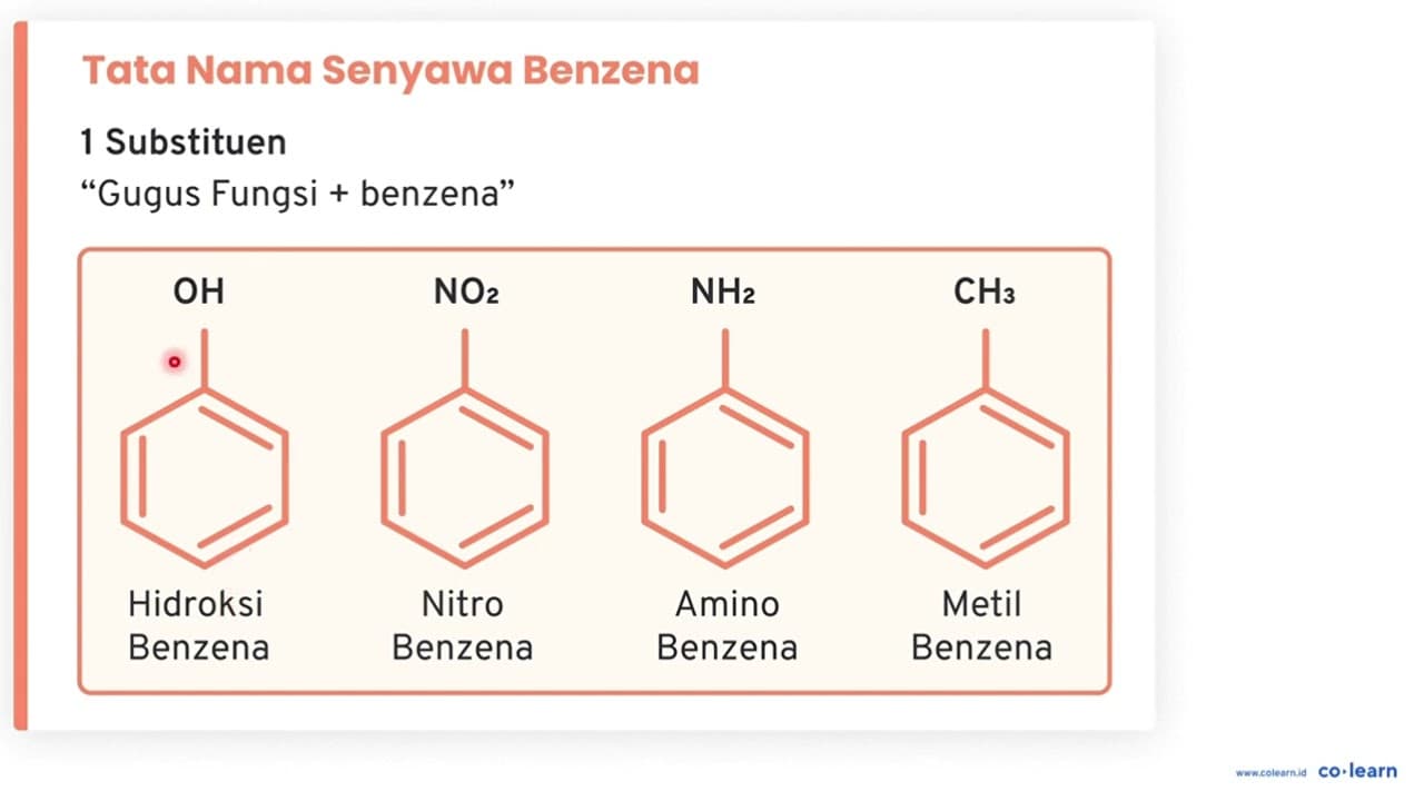 Berilah nama yang benar pada senyawa turunan benzena