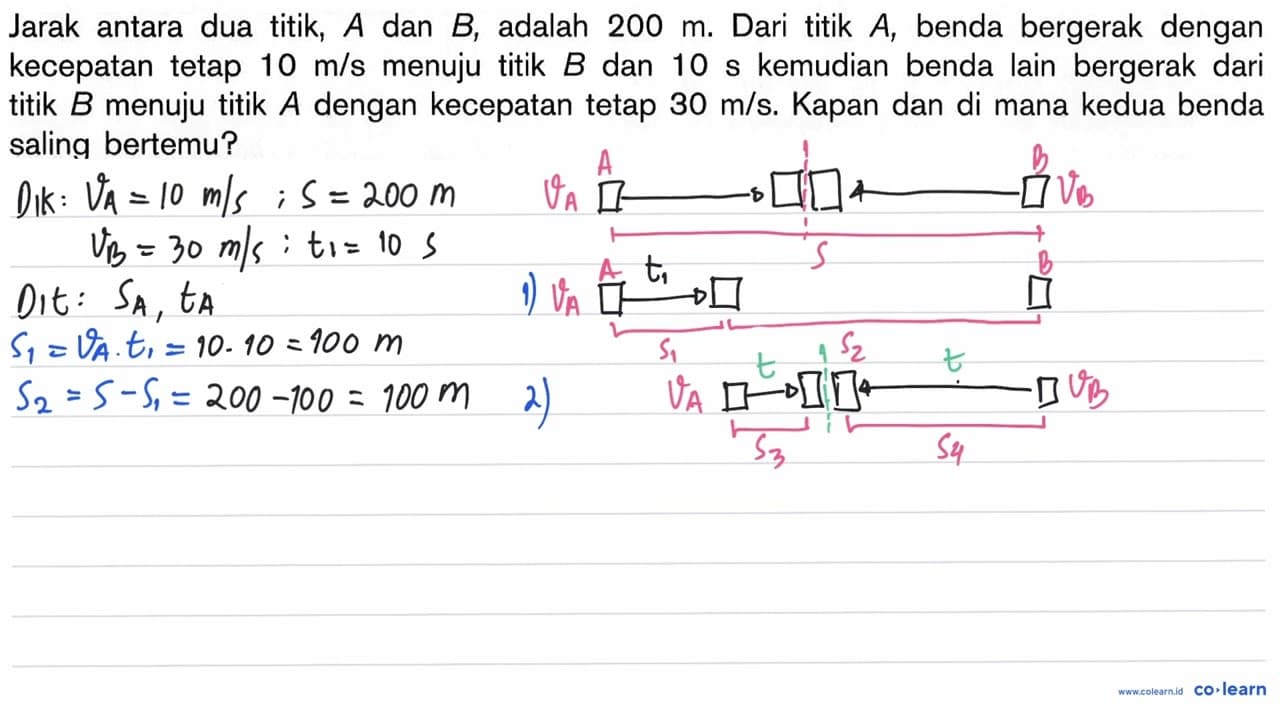 Jarak antara dua titik, A dan B , adalah 200 m. Dari titik