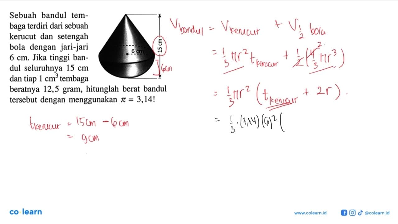 Sebuah bandul tembaga terdiri dari sebuah kerucut dan