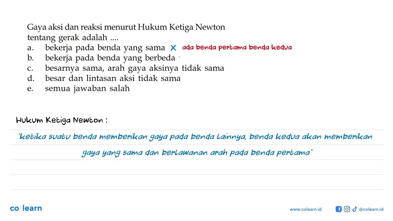 Gaya aksi dan reaksi menurut Hukum Ketiga Newton tentang