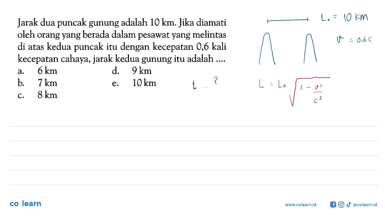 Jarak dua puncak gunung adalah 10 km. Jika diamati oleh