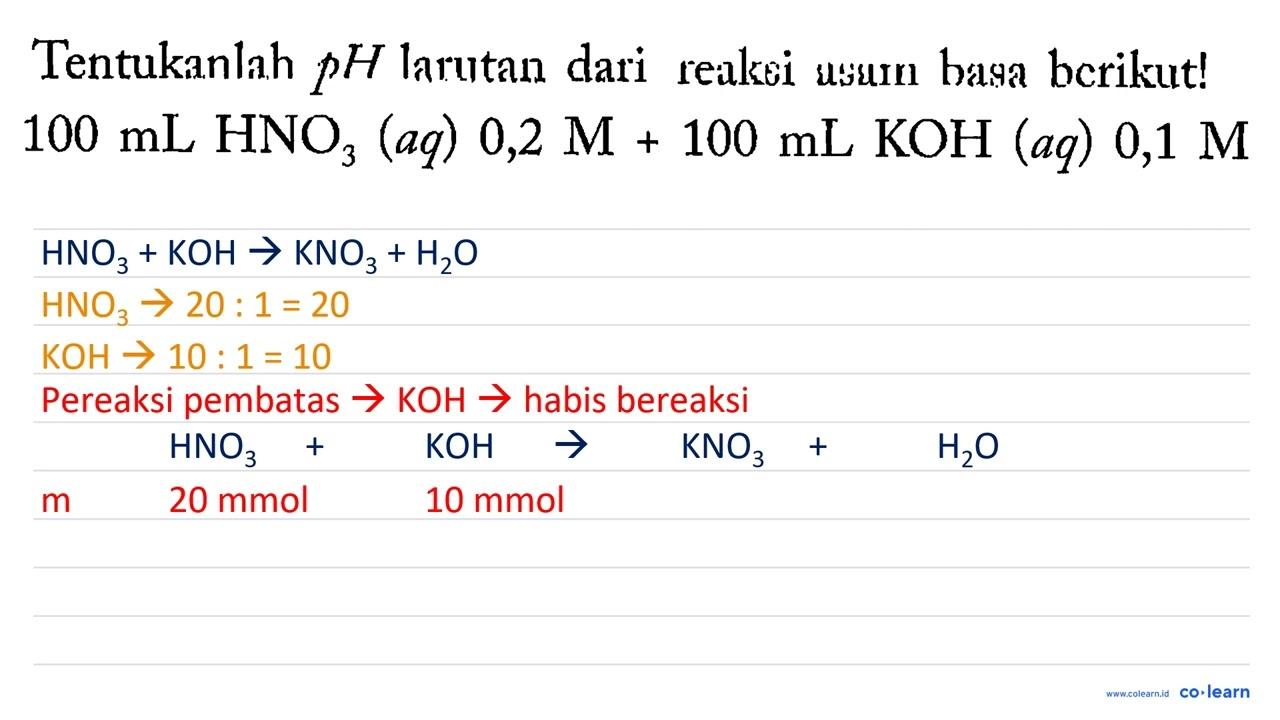 Tentukanlah p H larutan dari realkti usumn basa bcrikut!