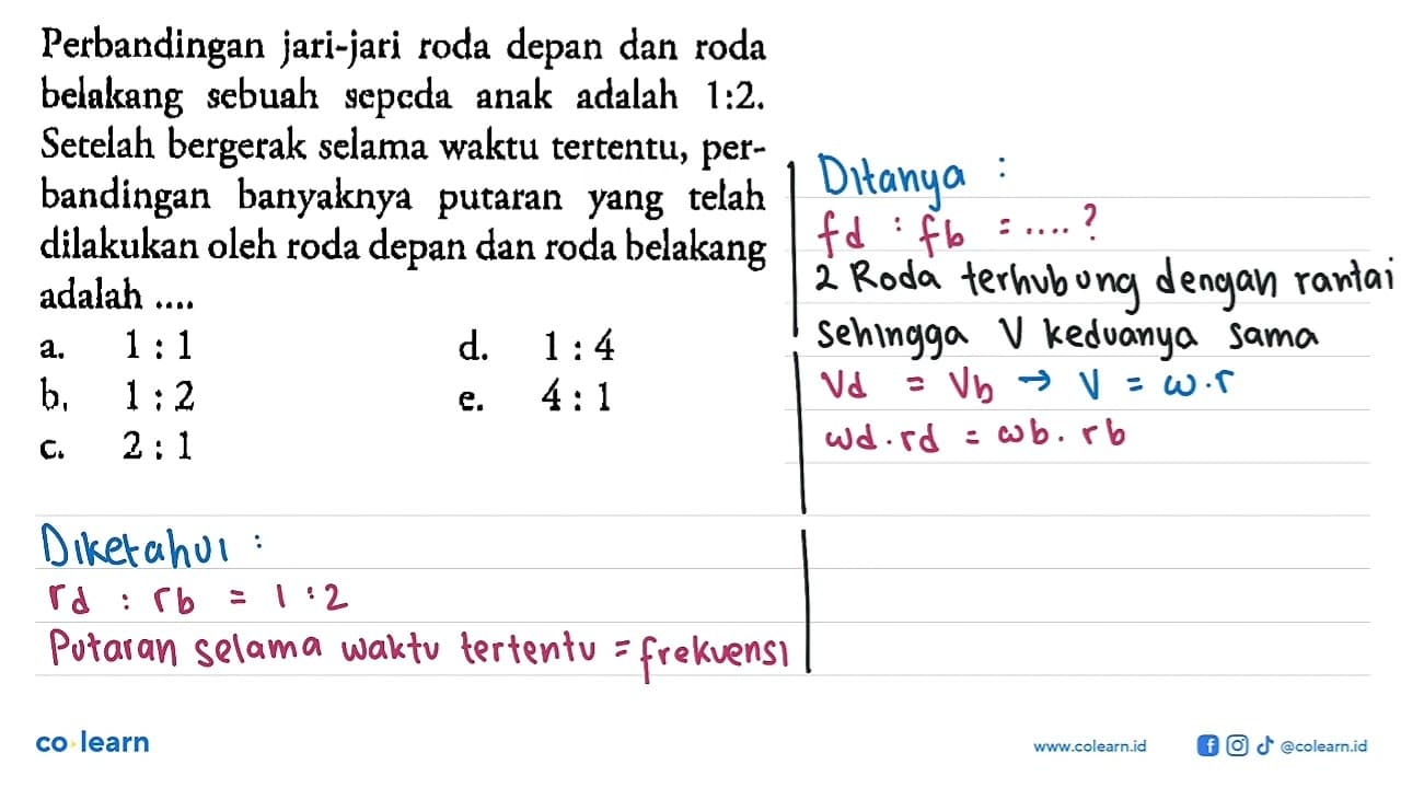 Perbandingan jari-jari roda depan dan roda belakang sebuah