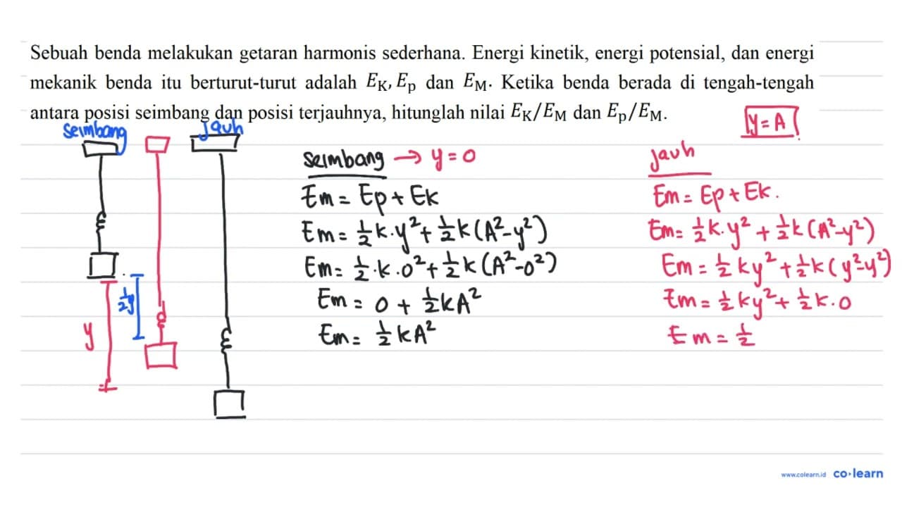 Sebuah benda melakukan getaran harmonis sederhana. Energi