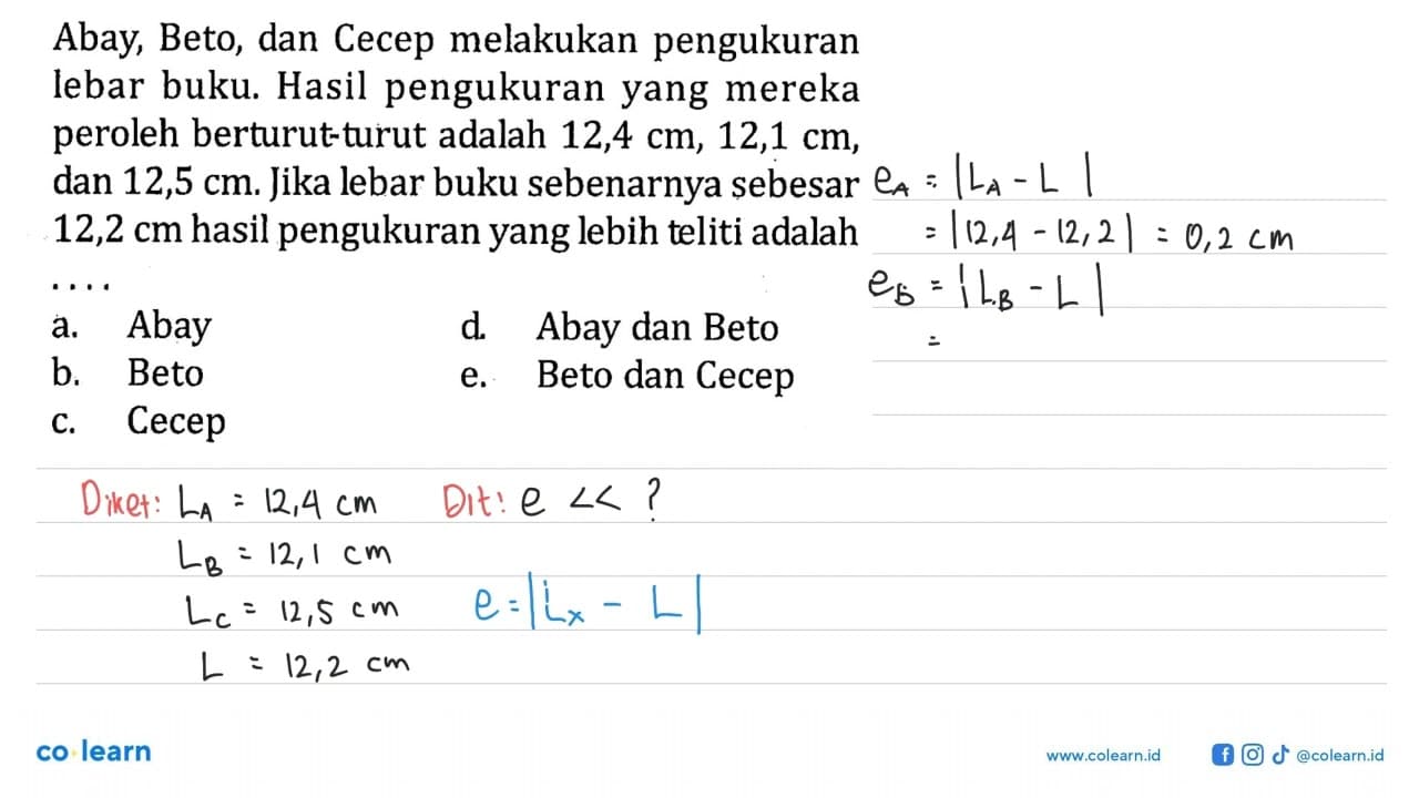 Abay, Beto, dan Cecep melakukan pengukuran lebar buku.