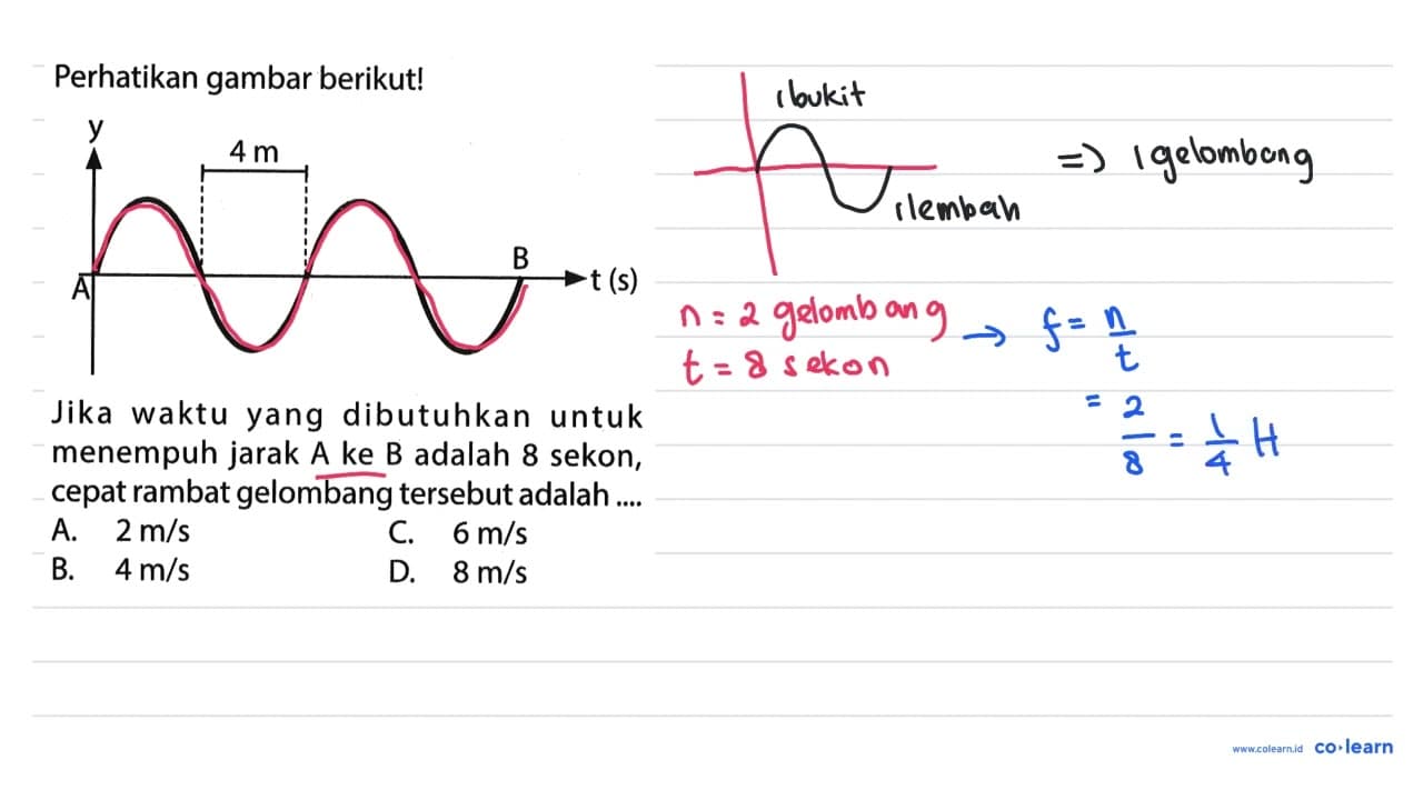 Perhatikan gambar berikut! y 4 m A t(s) Jika waktu yang