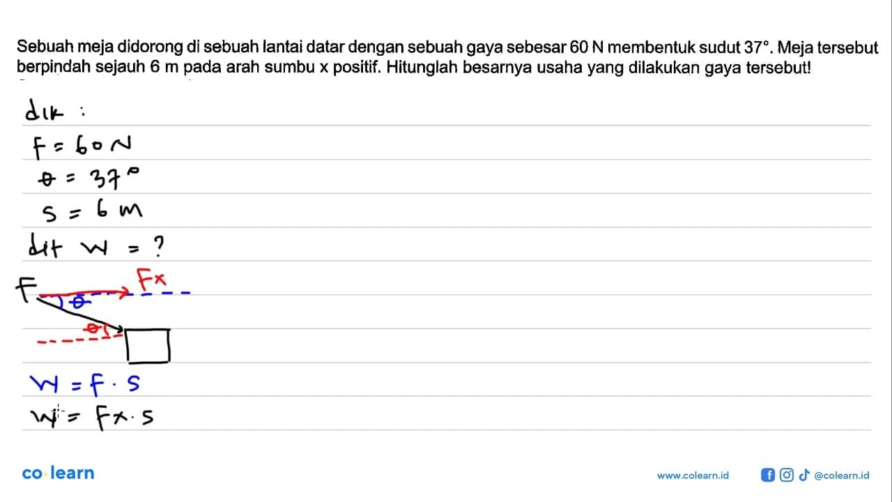 Sebuah meja didorong di sebuah lantai datar dengan sebuah