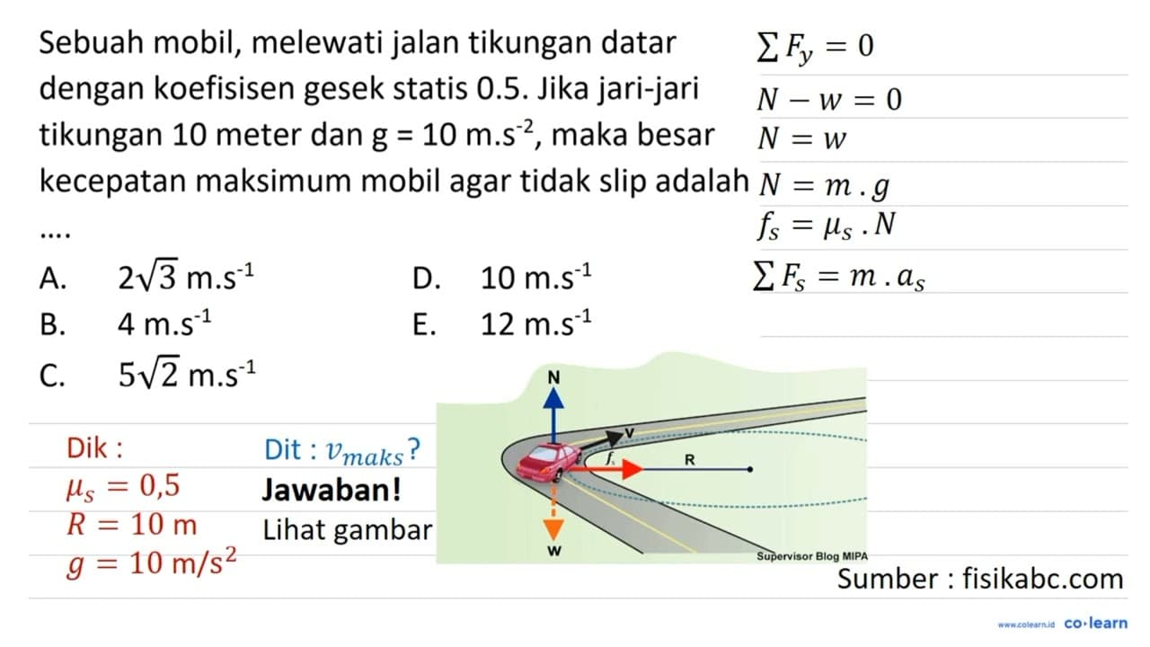 Sebuah mobil, melewati jalan tikungan datar dengan