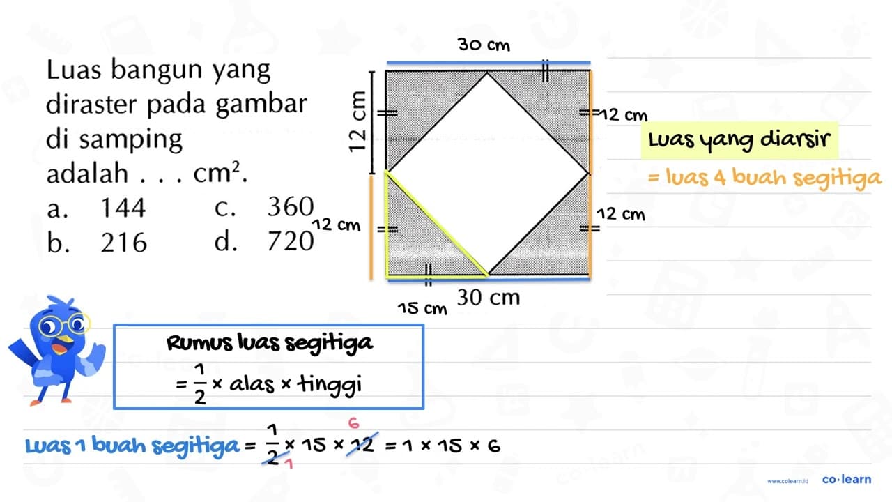 Luas bangun yang diraster pada gambar di samping adalah ...