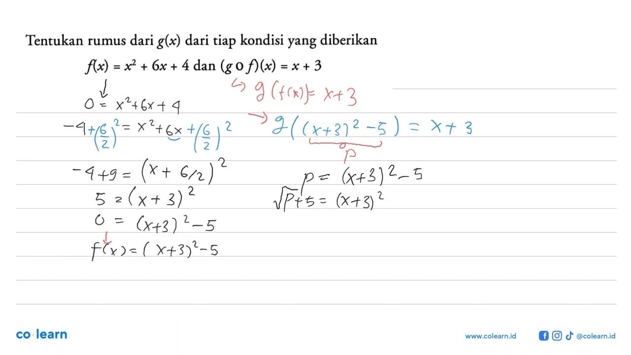 Tentukan rumus dari g(x) dari tiap kondisi yang