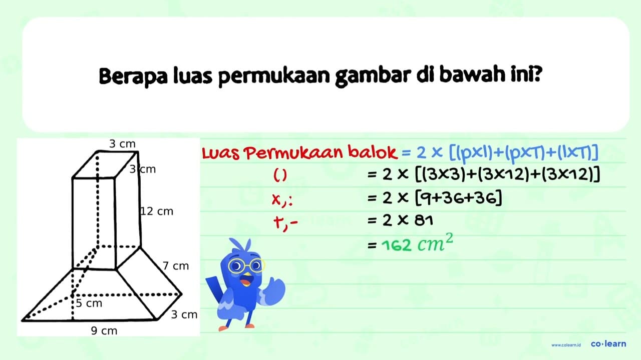 Berapa luas permukaan gambar di bawah ini?