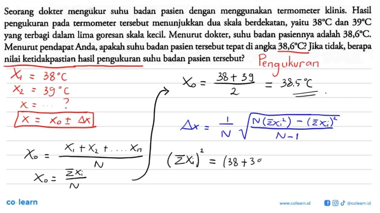 Seorang dokter mengukur suhu badan pasien dengan