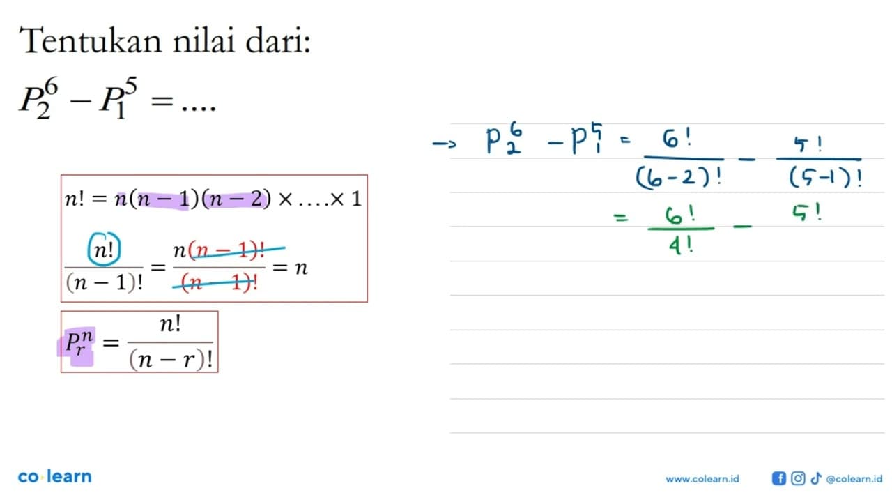 Tentukan nilai dari:6 P 2 - 5 P 1 = ...