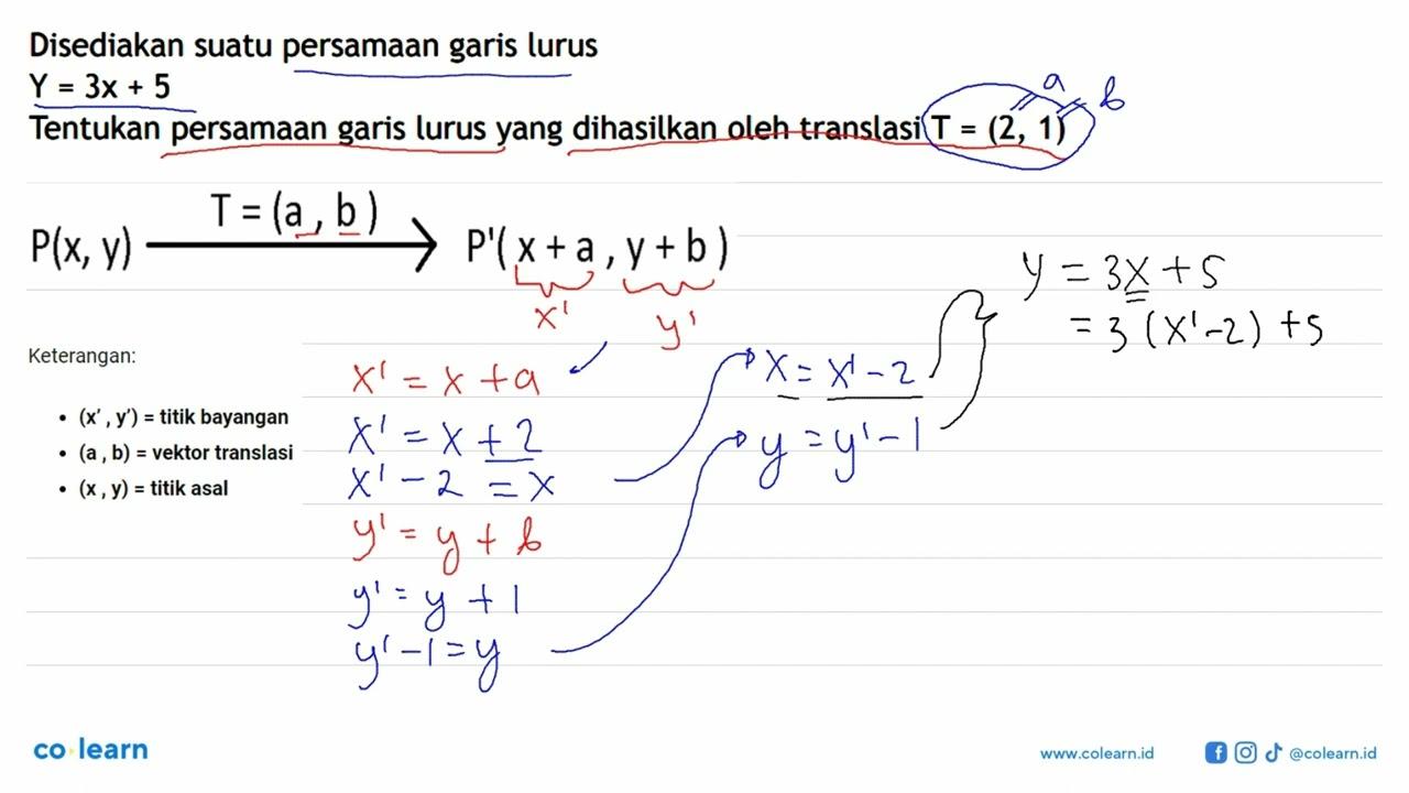 Disediakan suatu persamaan garis lurusY=3x+5 Tentukan