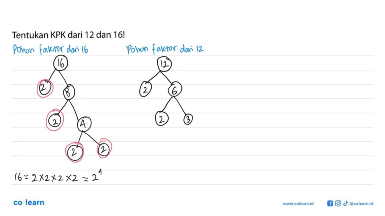 Tentukan KPK dari 12 dan 16!