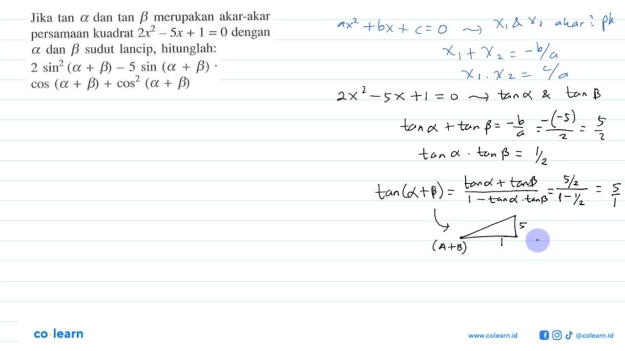 Jika tan alpha dan tan beta merupakan akar-akar persamaan