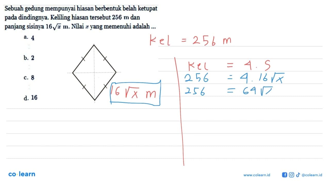 Sebuah gedung mempunyai hiasan berbentuk belah ketupat pada