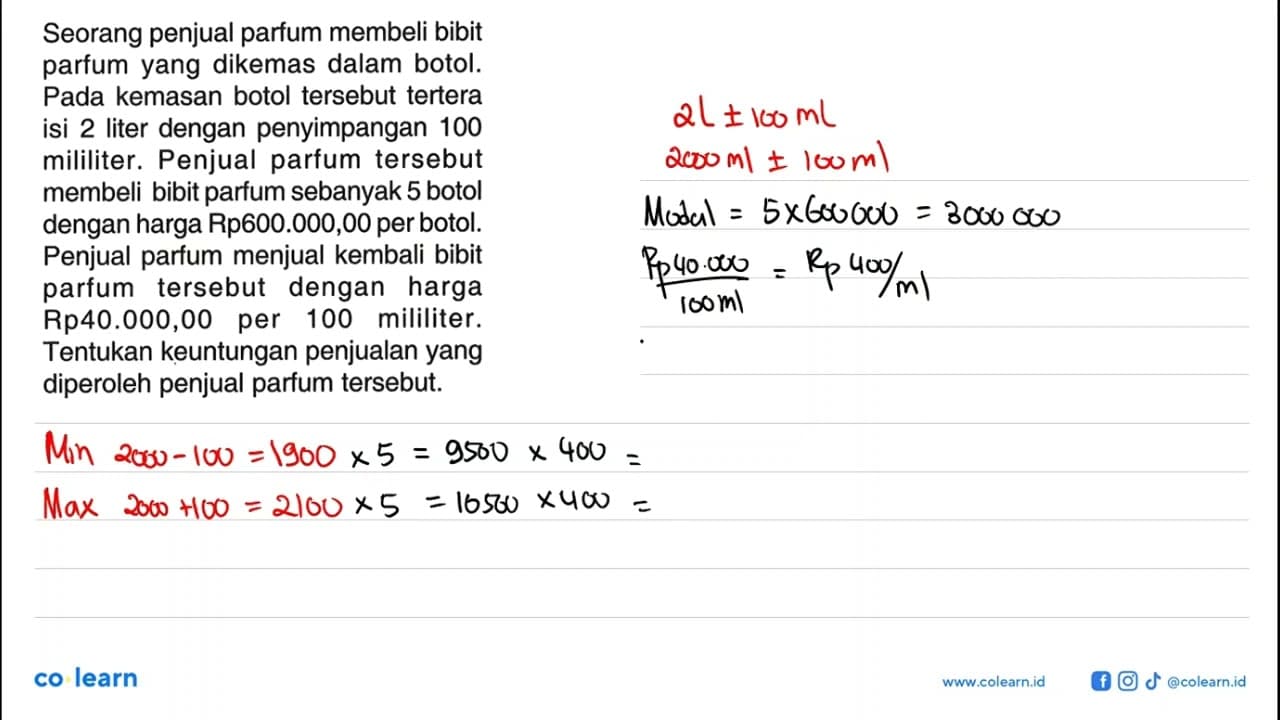 Seorang penjual parfum membeli bibit parfum yang dikemas