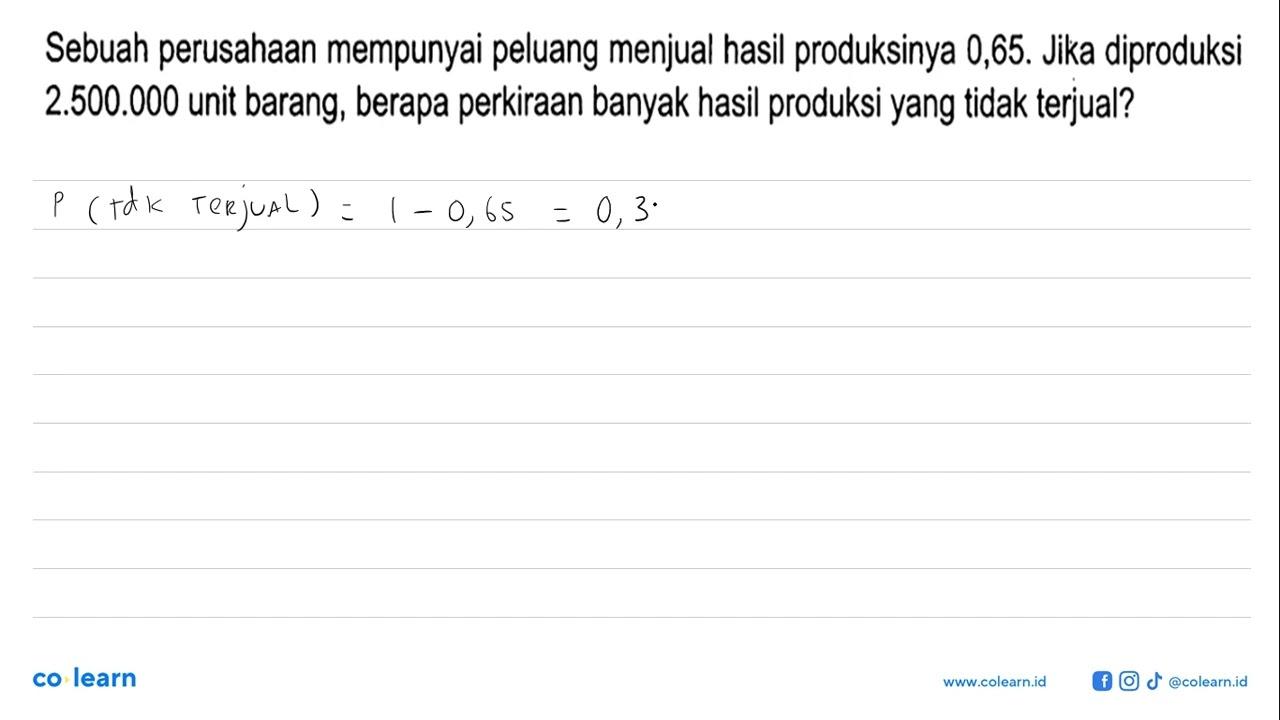 Sebuah perusahaan mempunyai peluang menjual hasil