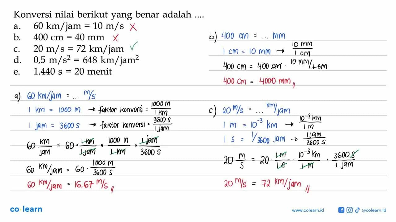 Konversi nilai berikut yang benar adalah....