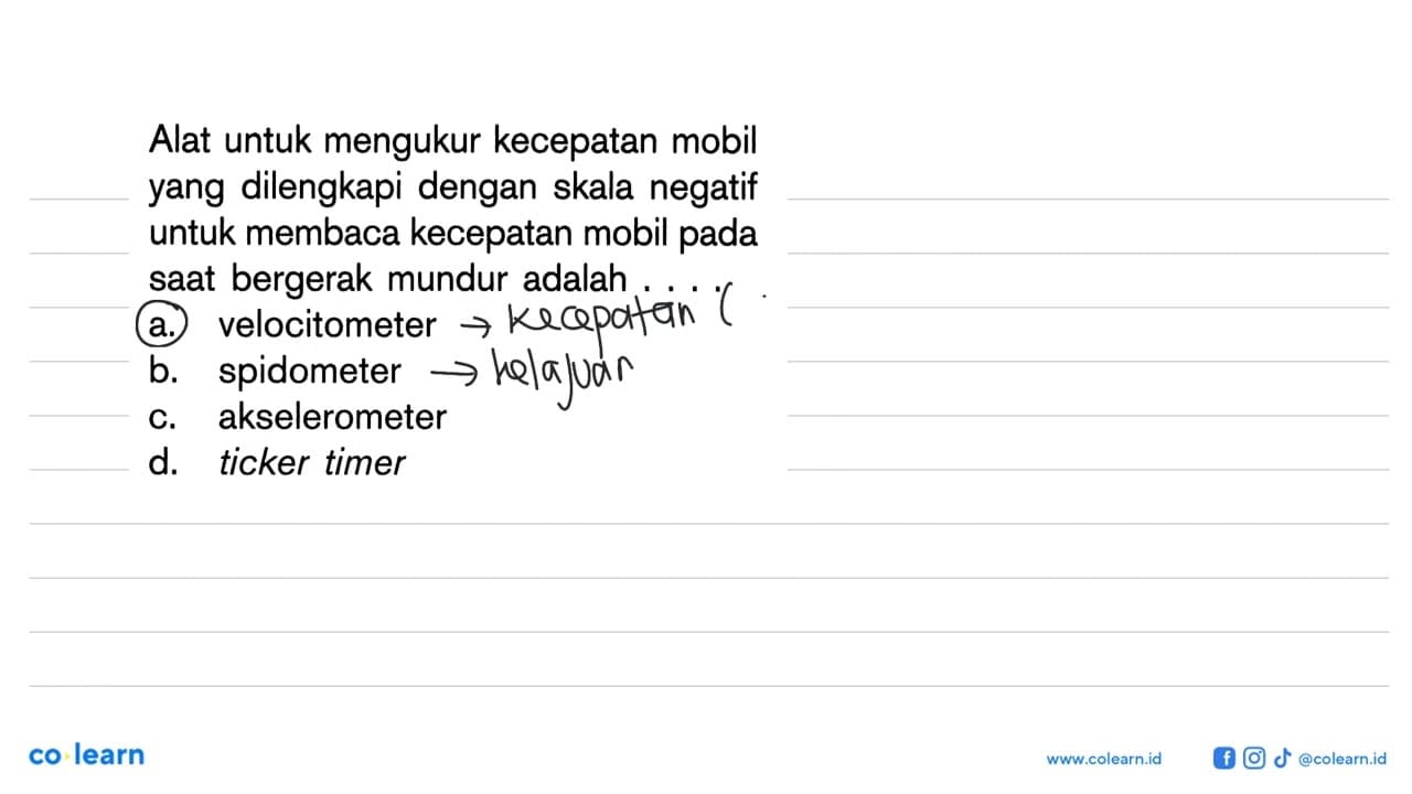 Alat untuk mengukur kecepatan mobil yang dilengkapi dengan