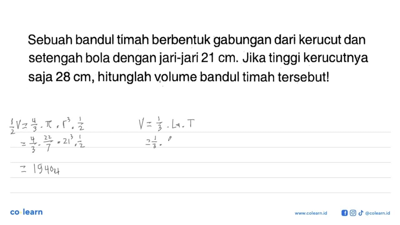 Sebuah bandul timah berbentuk gabungan dari kerucut dan