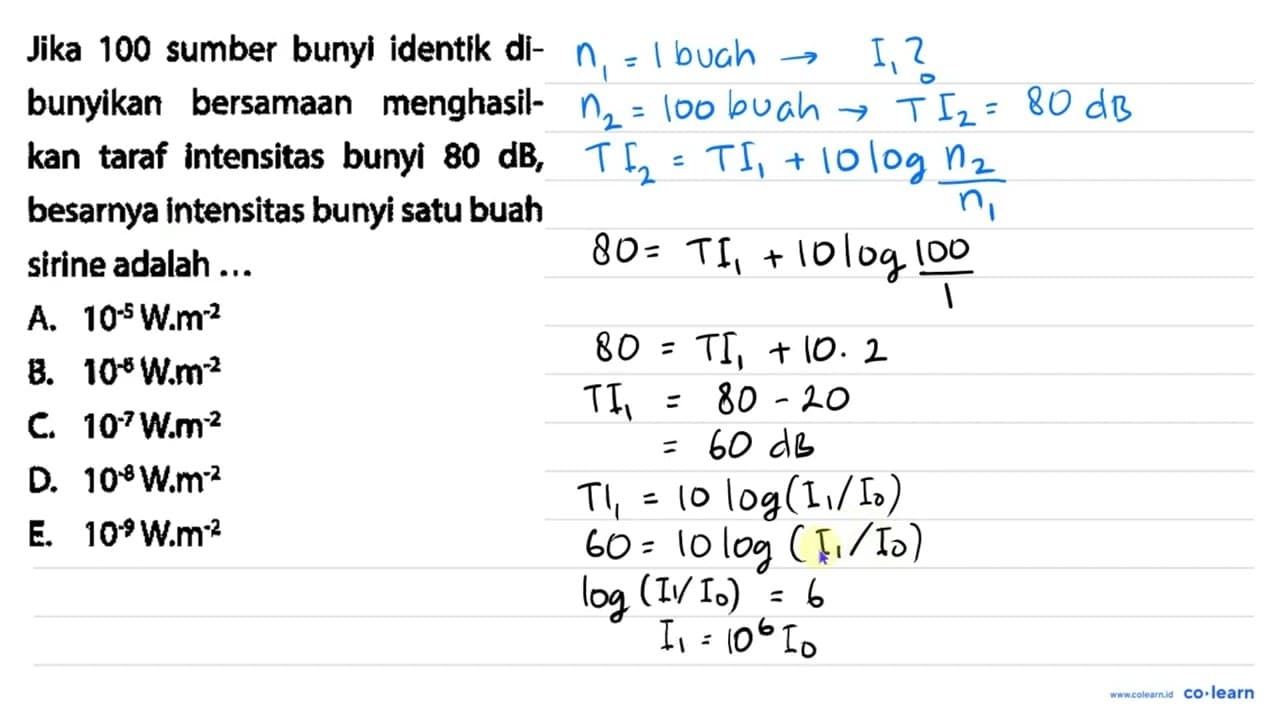 Jika 100 sumber bunyi identik dibunyikan bersamaan