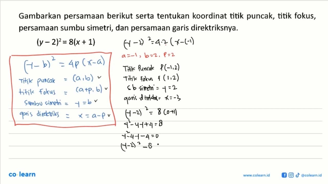 Gambarkan persamaan berikut serta tentukan koordinat titik