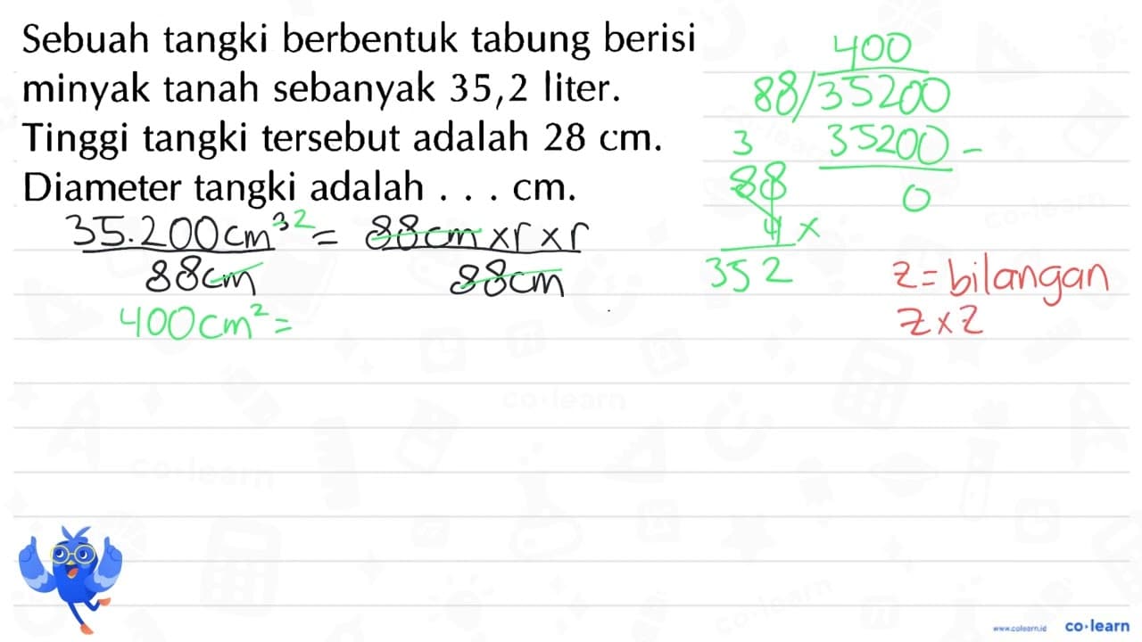 Sebuah tangki berbentuk tabung berisi minyak tanah sebanyak