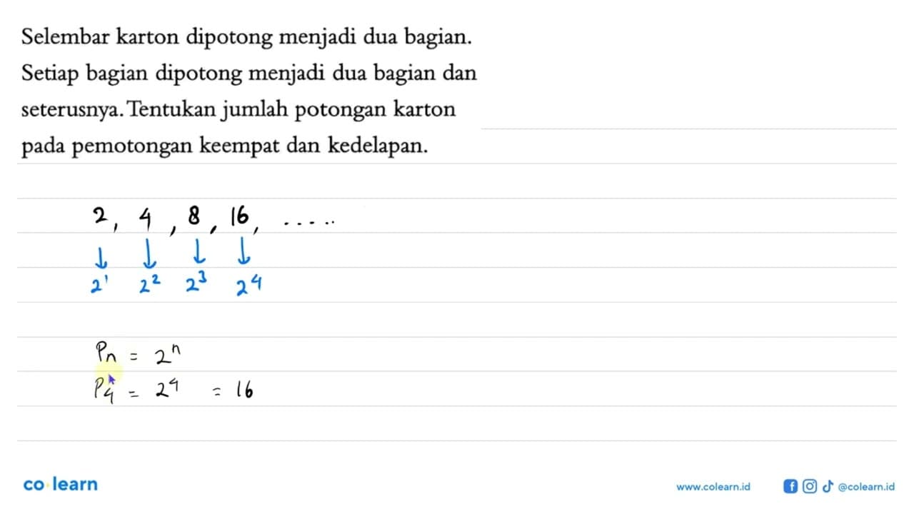 Selembar karton dipotong menjadi dua bagian. Setiap bagian