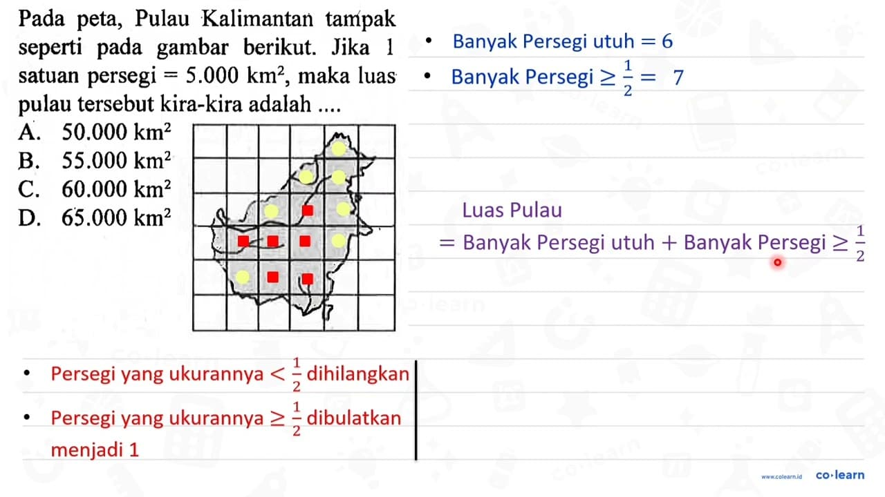 Pada peta, Pulau Kalimantan tampak seperti pada gambar