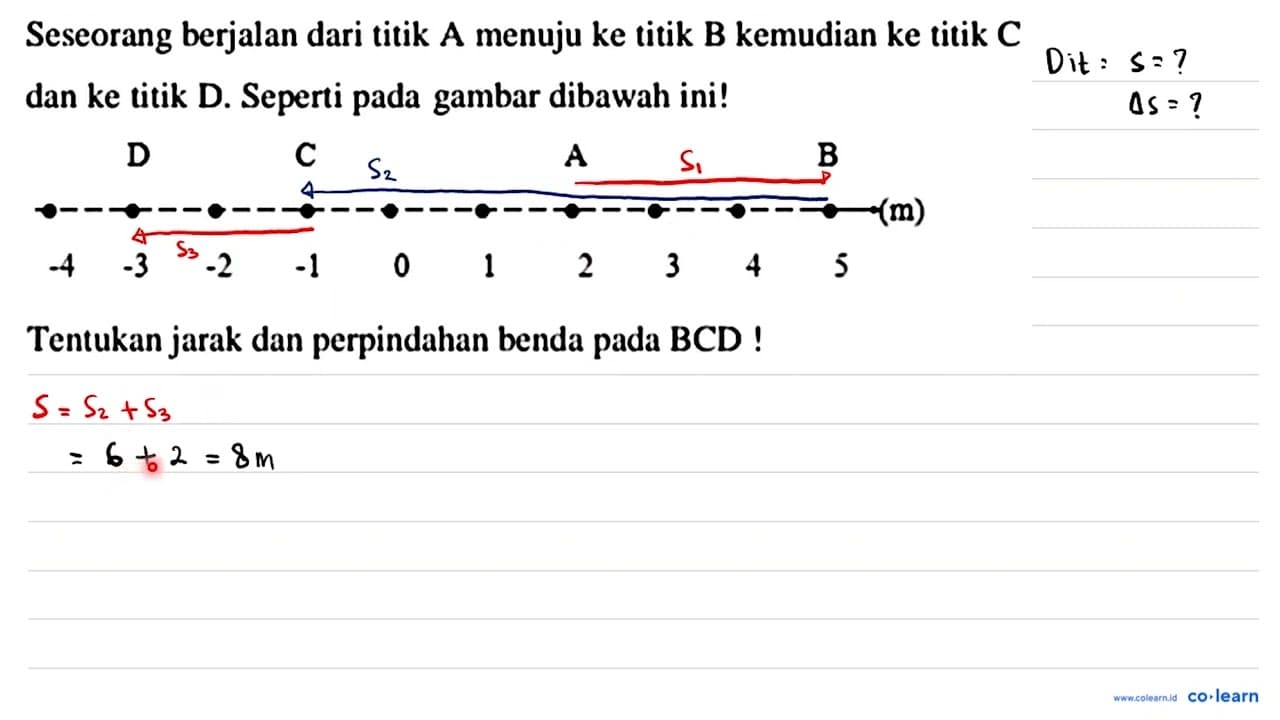 Seseorang berjalan dari titik A menuju ke titik B kemudian