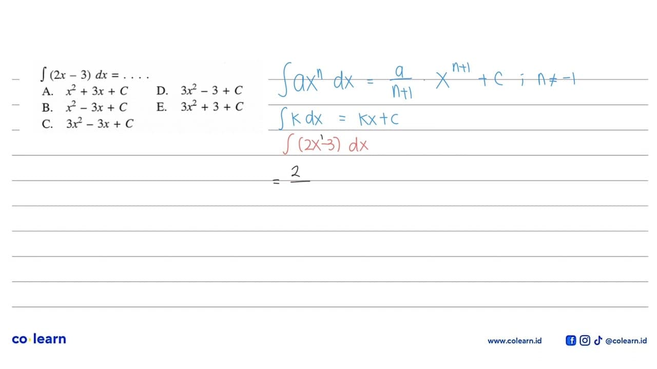 integral (2x-3) dx=....