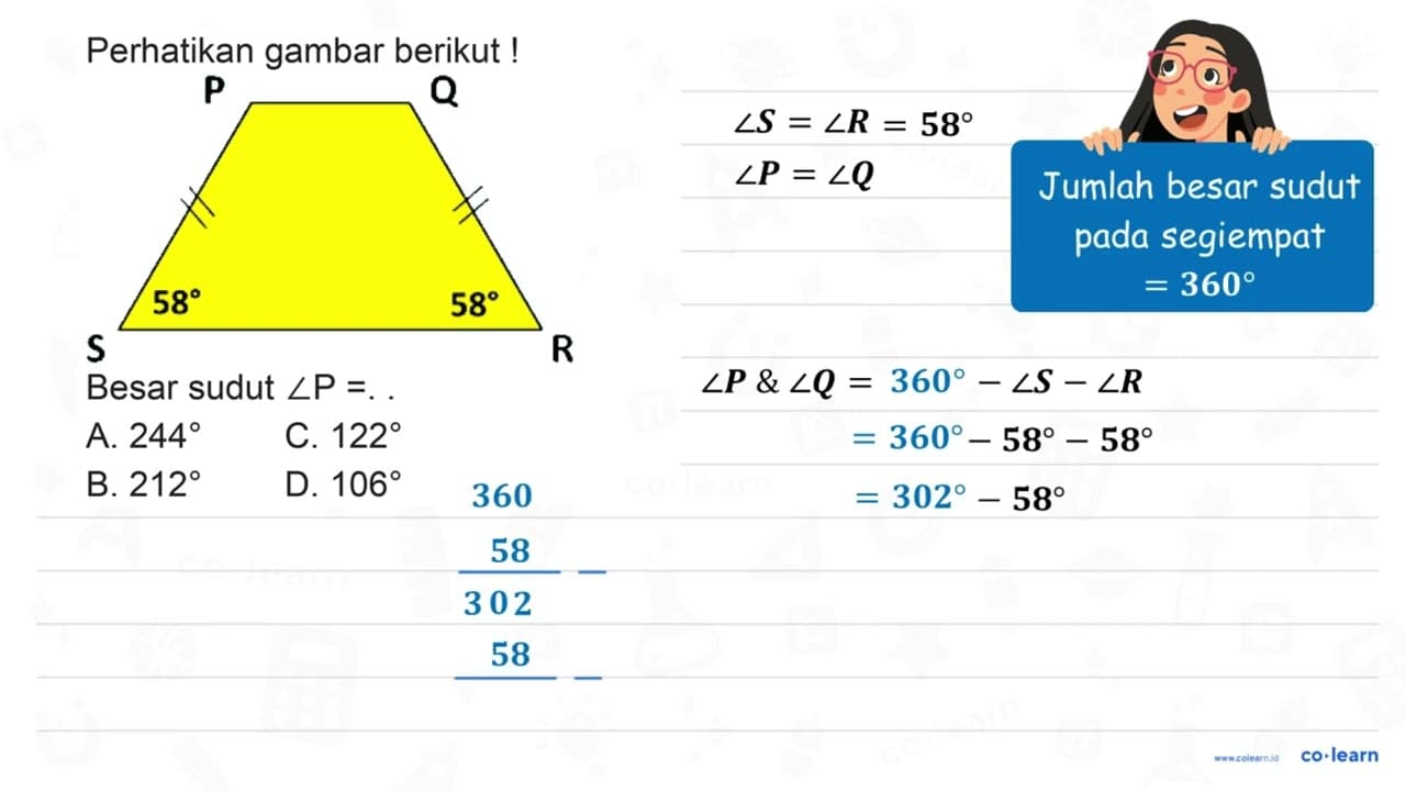 Perhatikan gambar berikut ! S Besar sudut sudut P=... A.