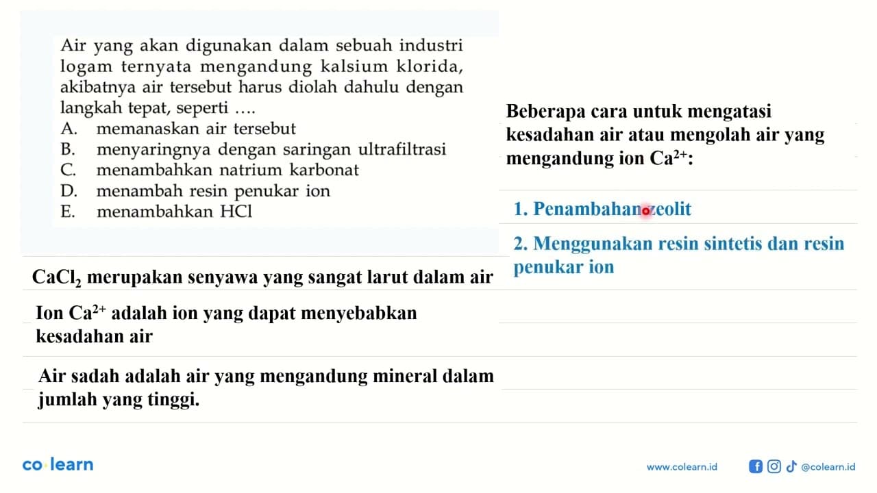 Air yang akan digunakan dalam sebuah industri logam