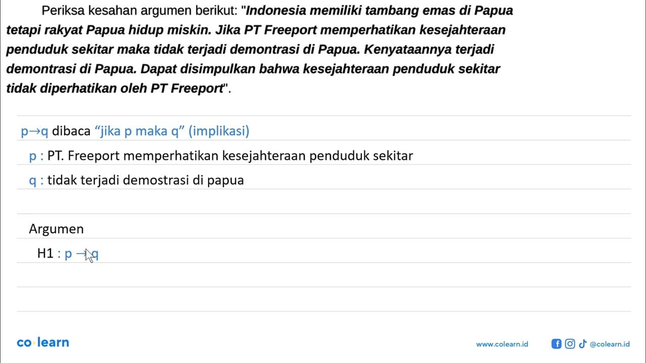 Periksa kesahan argumen berikut: "Indonesia memiliki